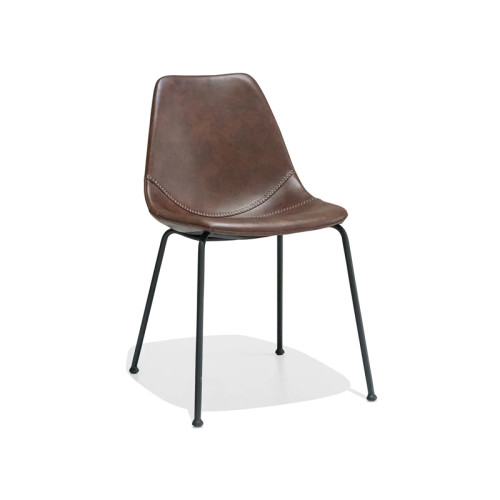 Elegant and stylish coffee-colored faux leather dining chair
