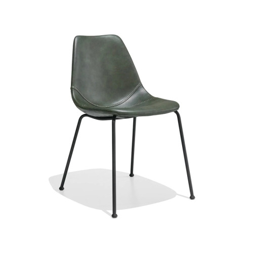 Dark Green Faux Leather Seat Chair 