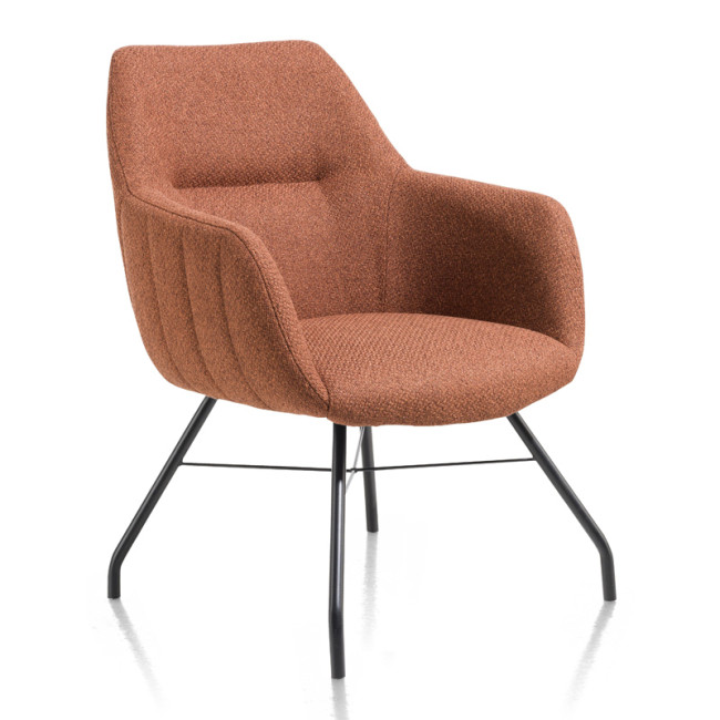 Brown Fabric Armchair with Metal Feet