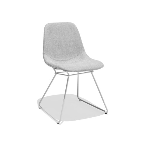 Light Grey Fabric Dining Chair with Metal Base