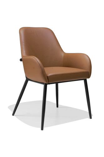 Brown Faux Leather Armchair with Metal Legs 