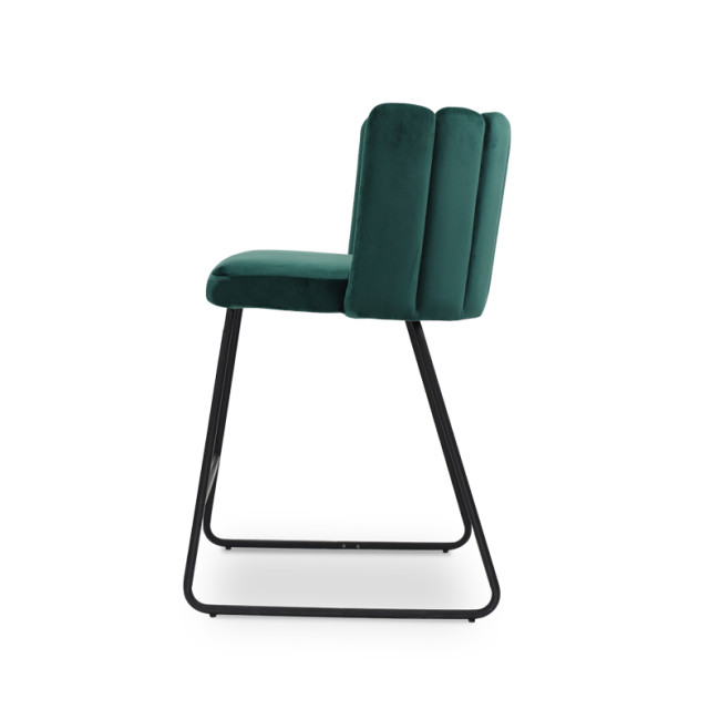 Adjustable Velvet Bar Chair with Matt Black Powder Coated Legs for Dining Chair