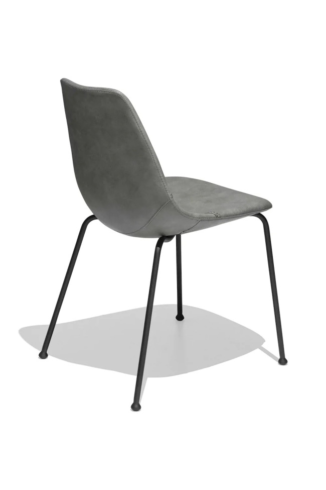 Dark Grey Faux Leather Side Cafe Chair