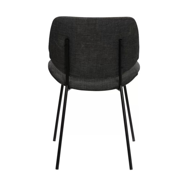 Dark Grey Fabric Dining Chair with Metal Legs