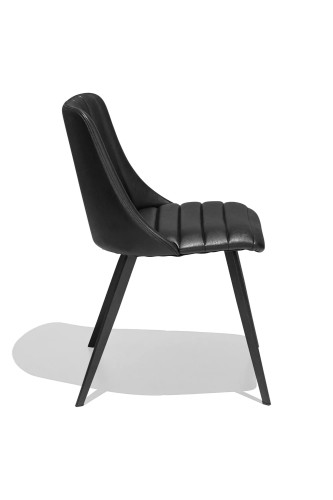 Black Faux Leather Dining Chair with Metal Feet