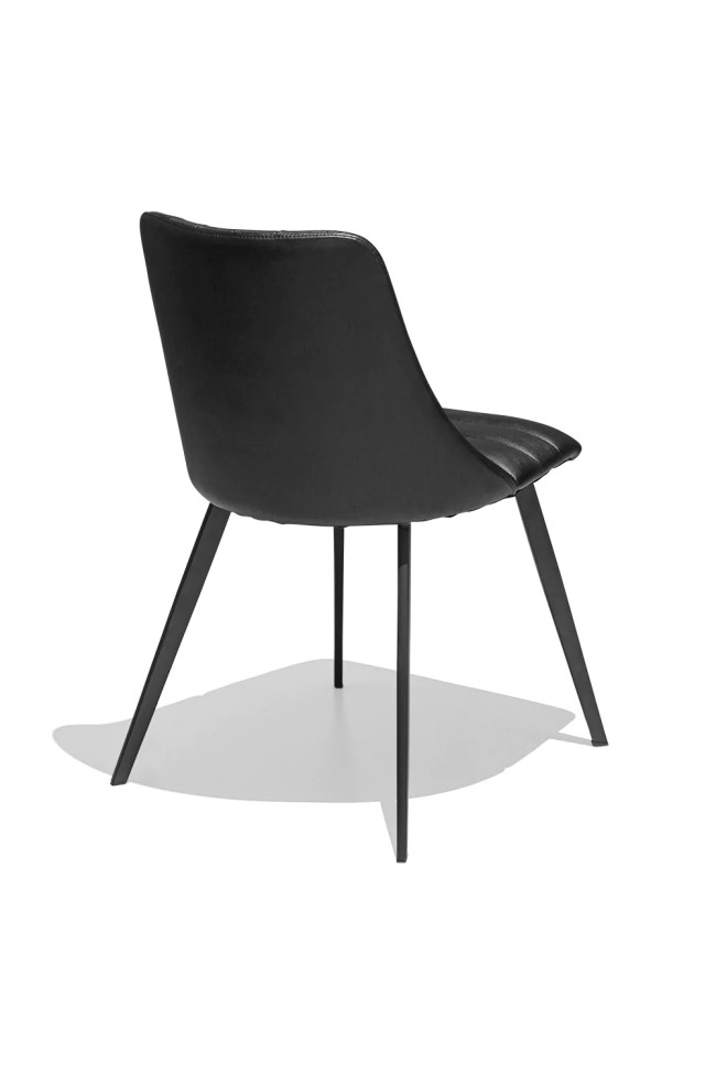 Black Faux Leather Dining Chair with Metal Feet