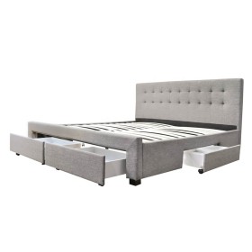 Modern Elegant design cheap price Gray fabric Queen Storage Bed with 4 drawers