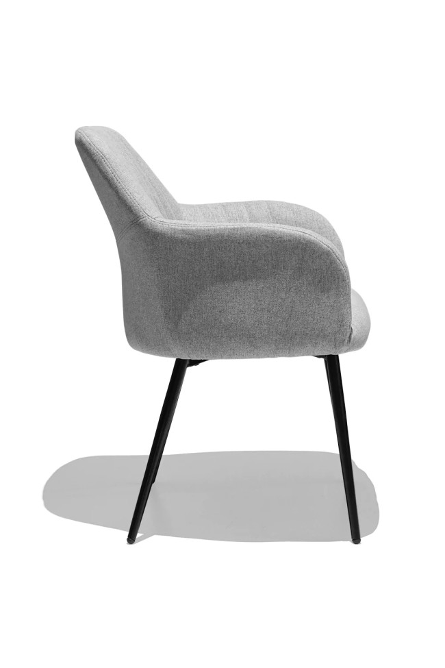 Light Grey Fabric Dining Armchair with Metal Legs