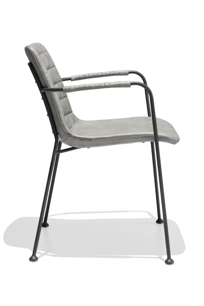 Dark grey dining chair with armrest