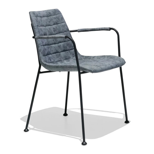 Dark Blue Upholstered Dining Chair with Armrest 