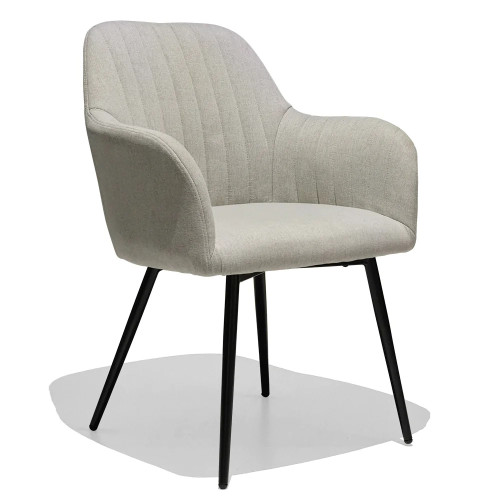 Beige fabric comfortable dining armchair
