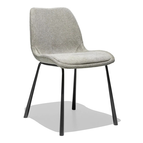 Stylish grey linen fabric dining chair with metal legs