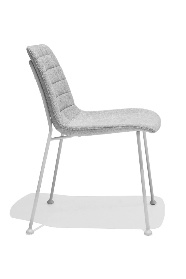 Stylish armless light grey fabric dining chair