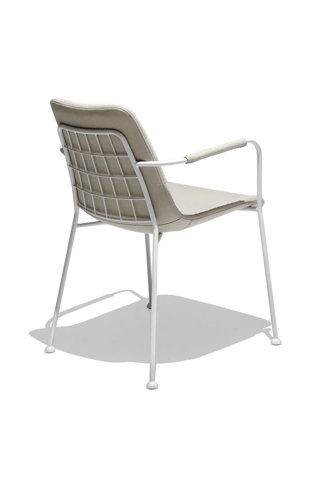 Beige Upholstered Dining Chair with Armrest 