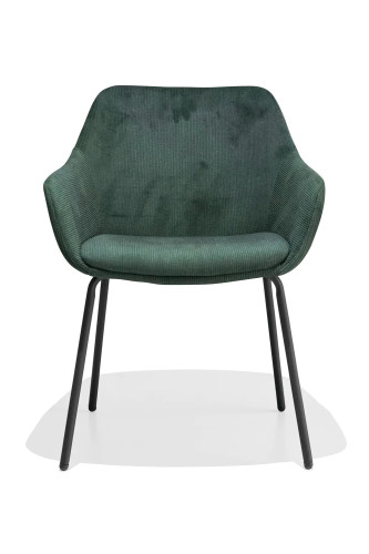 Green Fabric Dining Chair with Metal Legs and Armrest