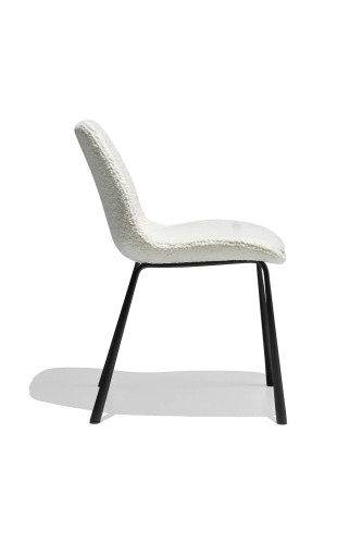White luxury boucle dining chair with metal legs