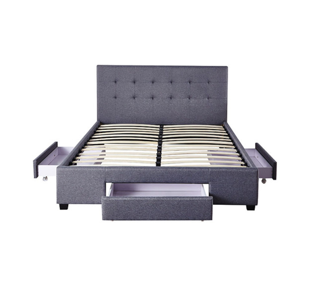 Beautifully upholstered in a contemporary velvet or fabric wing queen size bed frame