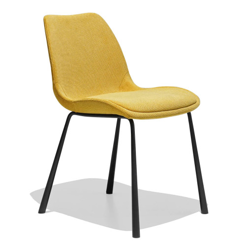 Stylish and versatile yellow linen dining chair with metal legs