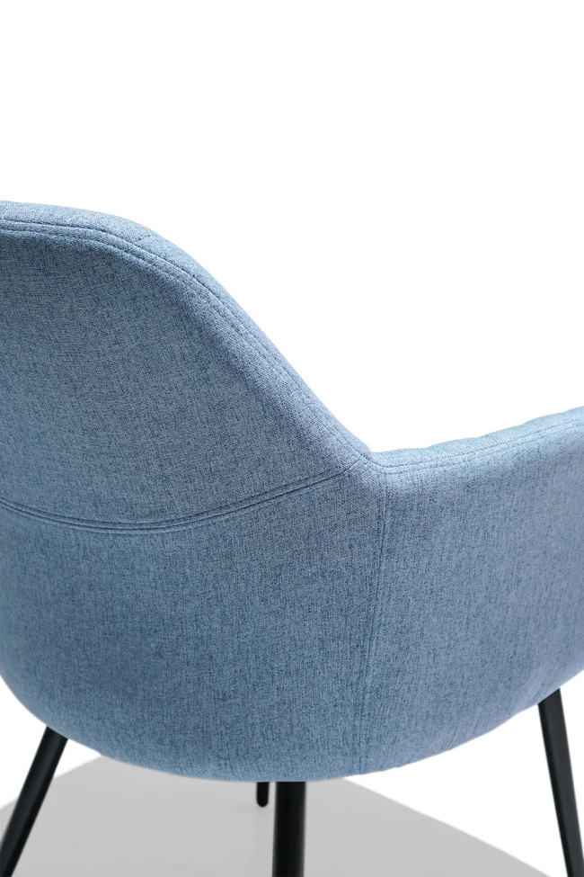 Light blue fabric dining armchair