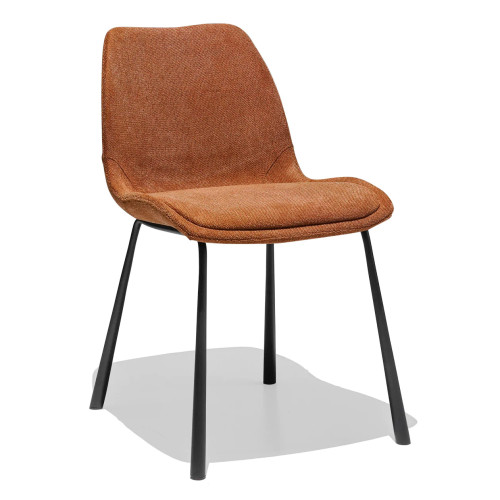Brown Linen Fabric Dining Chair with Metal Legs