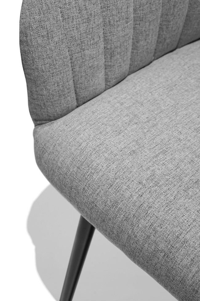 Light Grey Fabric Dining Armchair with Metal Legs