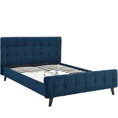 Home indoor Nordic style furniture Hebei manufacture popular modern   buttons soft double size  fabric bed frame  design