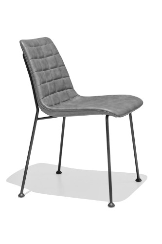 Grey faux leather dining chair with metal feet