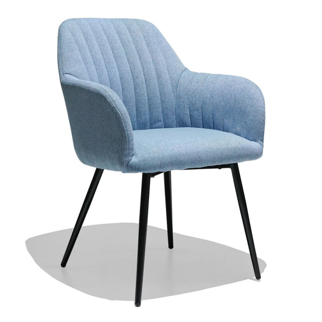 Light blue fabric dining armchair