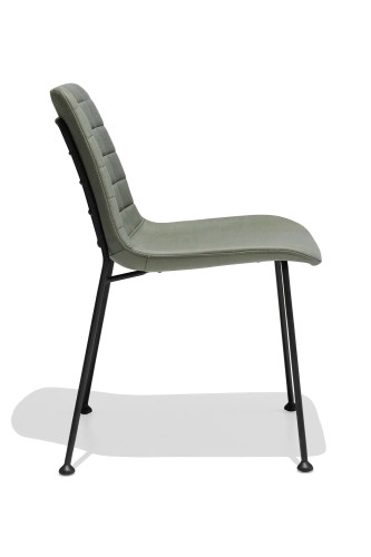 Green Upholstered Armless Dining Chair with Metal Feet 