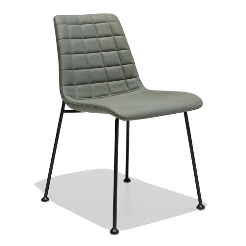 Green Upholstered Armless Dining Chair with Metal Feet 