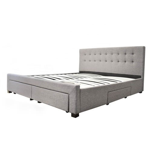 Modern Elegant design cheap price Gray fabric Queen Storage Bed with 4 drawers