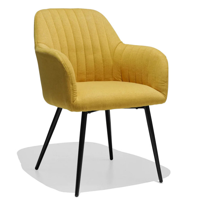 Yellow Fabric Dining Armchair with Metal Legs