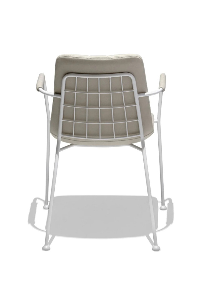 Beige Upholstered Dining Chair with Armrest 