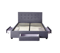 Plain headboard King light grey fabric bed with Sprung slats