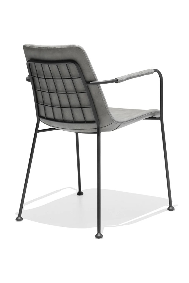 Dark grey dining chair with armrest