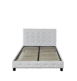 Wholesale Simple modern style white color leather bed frame with button headboard for home furniture