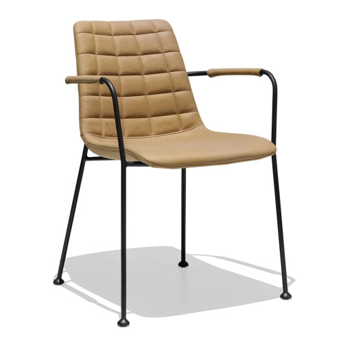 Taupe Upholstered Dining Chair with Armrest 