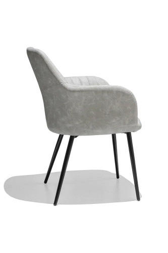 Warm grey faux leather comfortable dining armchair