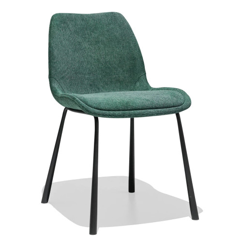 Green Linen Fabric Dining Chair with Metal Legs 