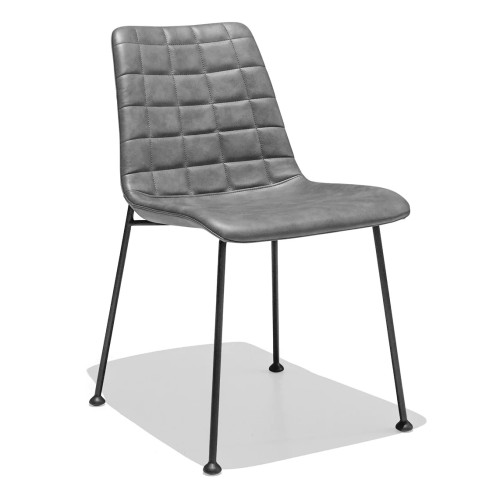 Grey faux leather dining chair with metal feet