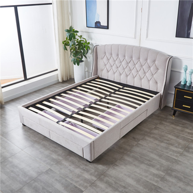 Hot sale modern style bed Wholesale upholster fabric king size fabric bed base
