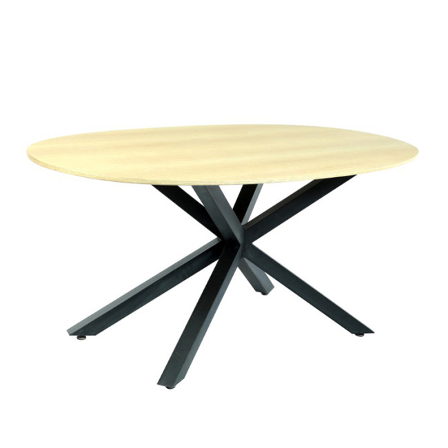 Round restaurant kitchen wooden dining table with metal feet