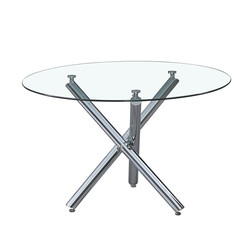 luxury space saving living room furniture kitchen dining room table 4 seater tempered glass round dining table with chrome leg