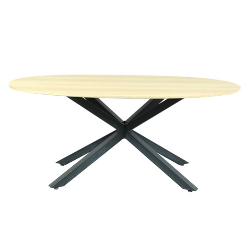 Round restaurant kitchen wooden dining table with metal feet