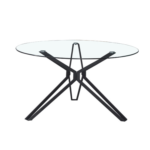 luxury space saving 4 seater dining room table iron base tempered glass round dining table for restaurant