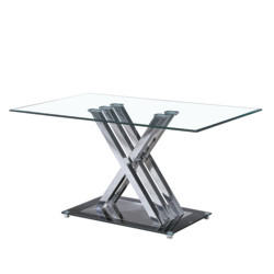 Simple design home furniture restaurant dining table glass top modern dining table with chrome legs