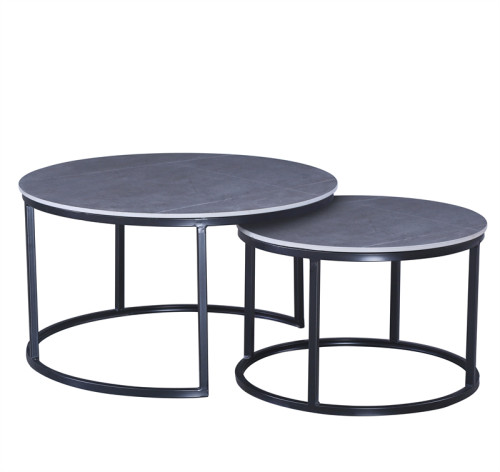New design living room furniture round metal frame modern coffee table
