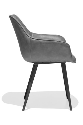 Dark grey faux leather armchair with metal legs