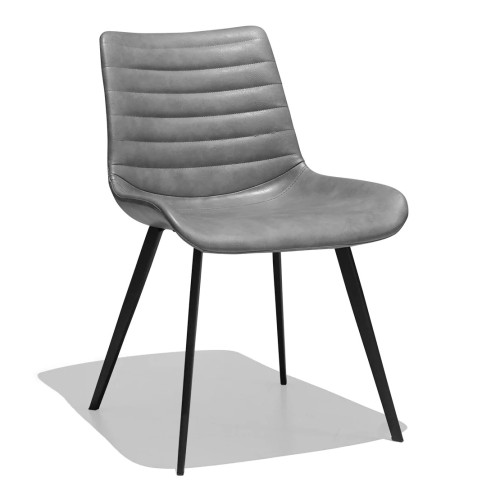 Dark Grey Upholstered Dining Chair with Metal Legs