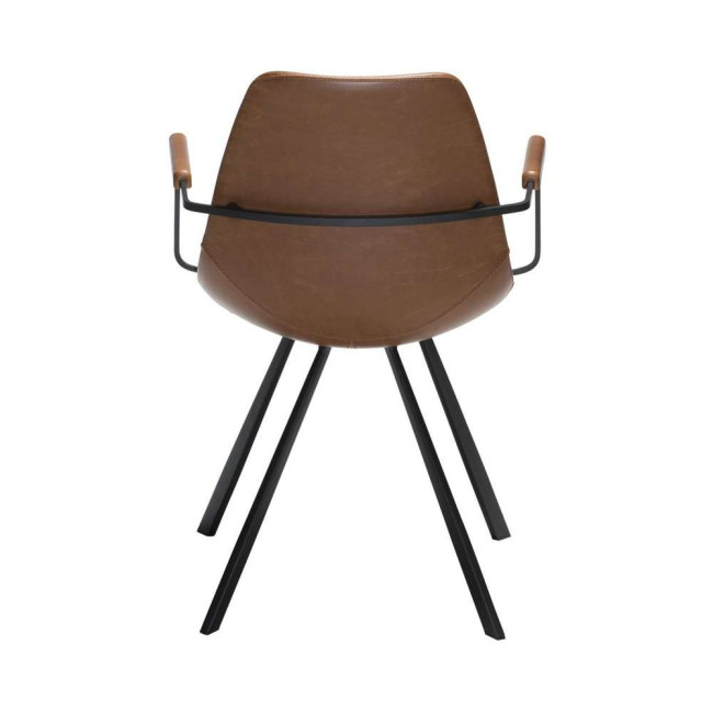 Mid century modern brown faux leather dining armchair